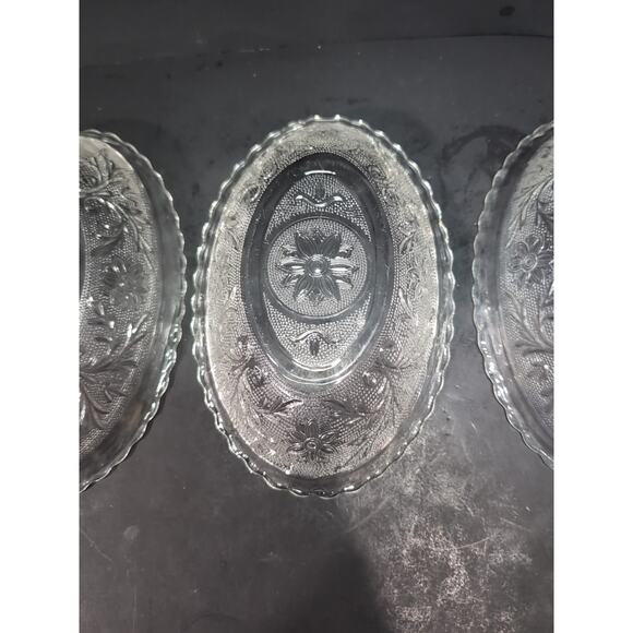 Anchor Hocking Oval Serving‎ Bowl Set, Clear Sandwich Glass, Vintage, Set Of 3 - Picture 3 of 10